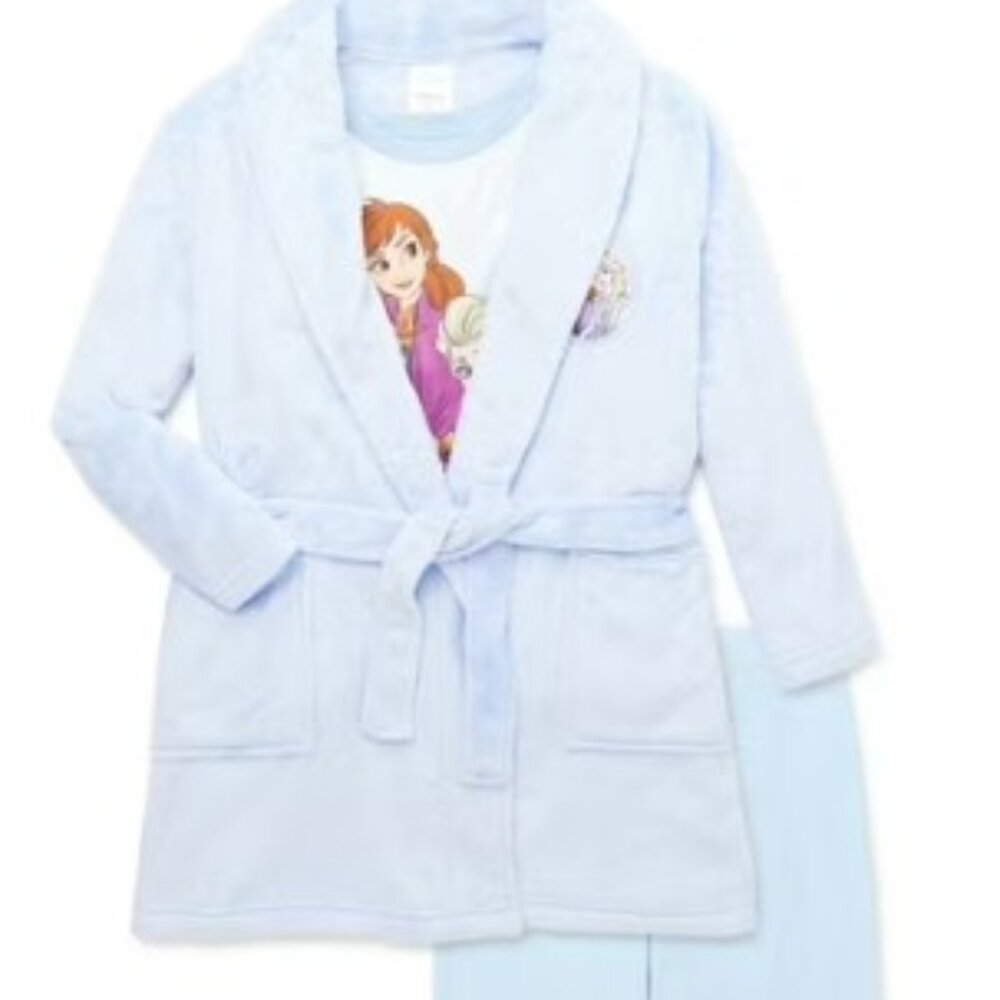 NWT Disney's Frozen 2 Girls Pajama and Robe 3pc Set, Purple, Size 7/8